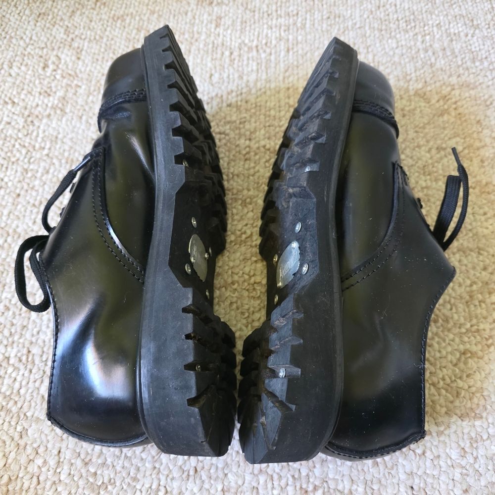 Vintage Mens Demonia Black Leather Steel Toed Shoes Size 10 - Picture 6 of 11